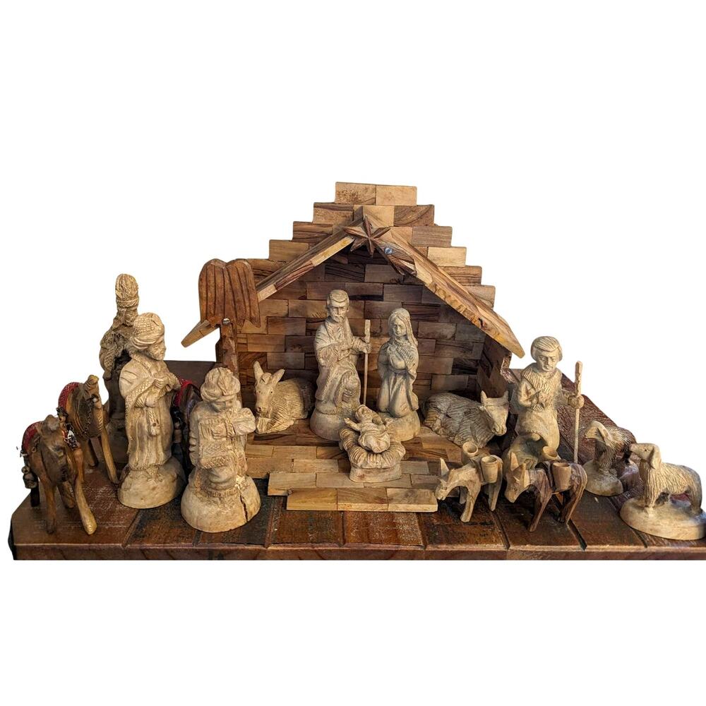 Homemade Nativity Set from Jerusalem Olive Wood Christmas
